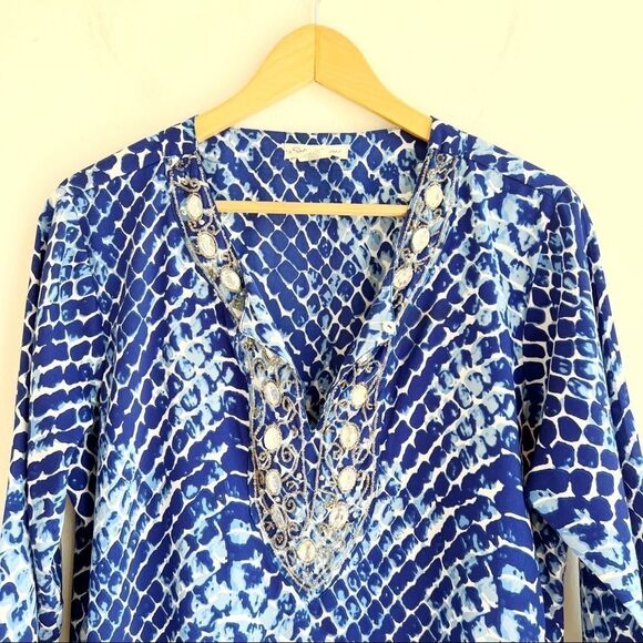 Soft Options Blue Boho Tunic - Picture 2 of 7